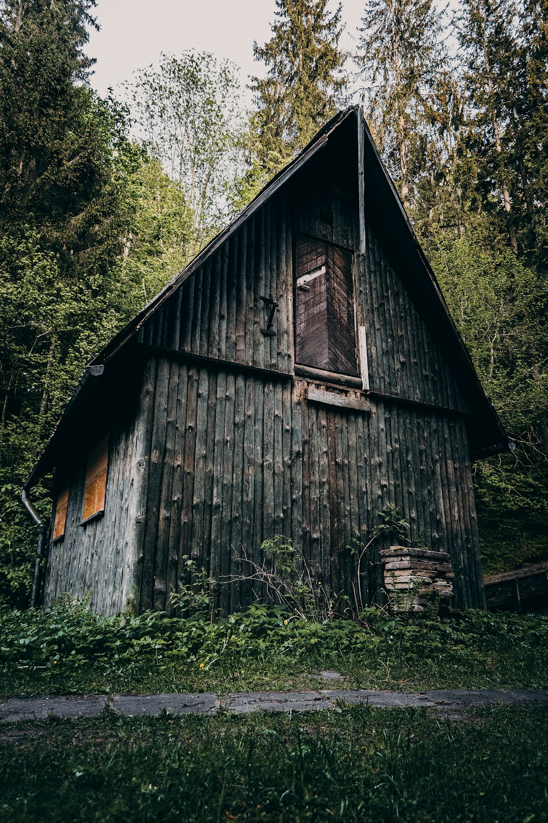 brown wooden house surrounded by green trees during daytime