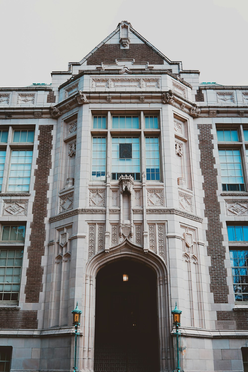 white and blue concrete building