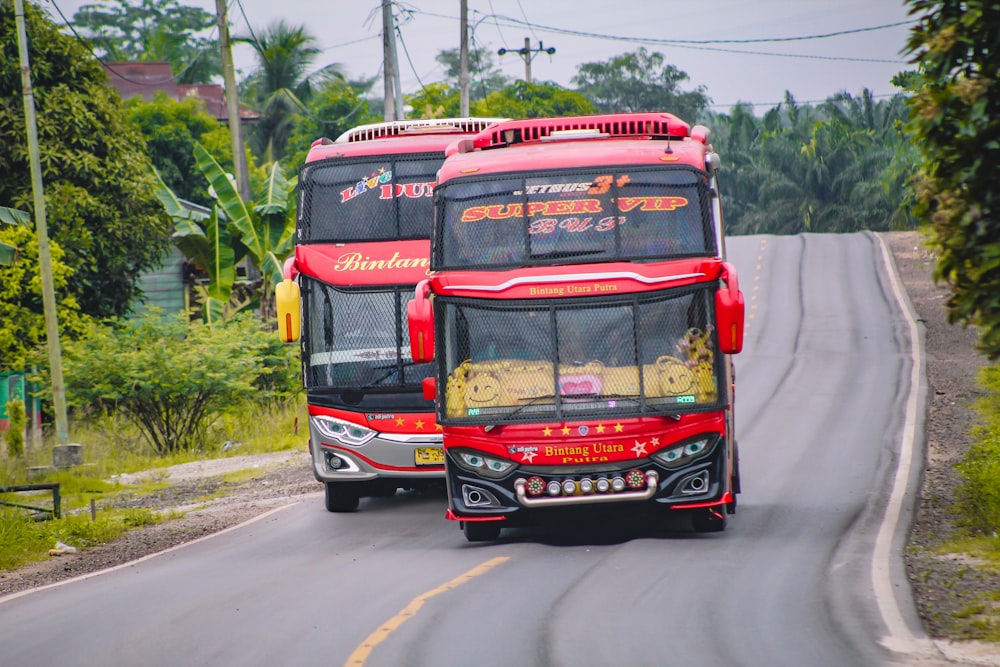 red and black bus on road during daytime