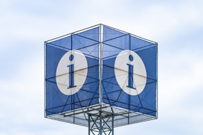 blue and white metal frame