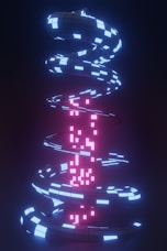 A classic video game loading circle made of small glowing squares rotating smoothly.