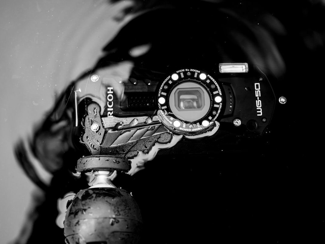 grayscale photo of a camera