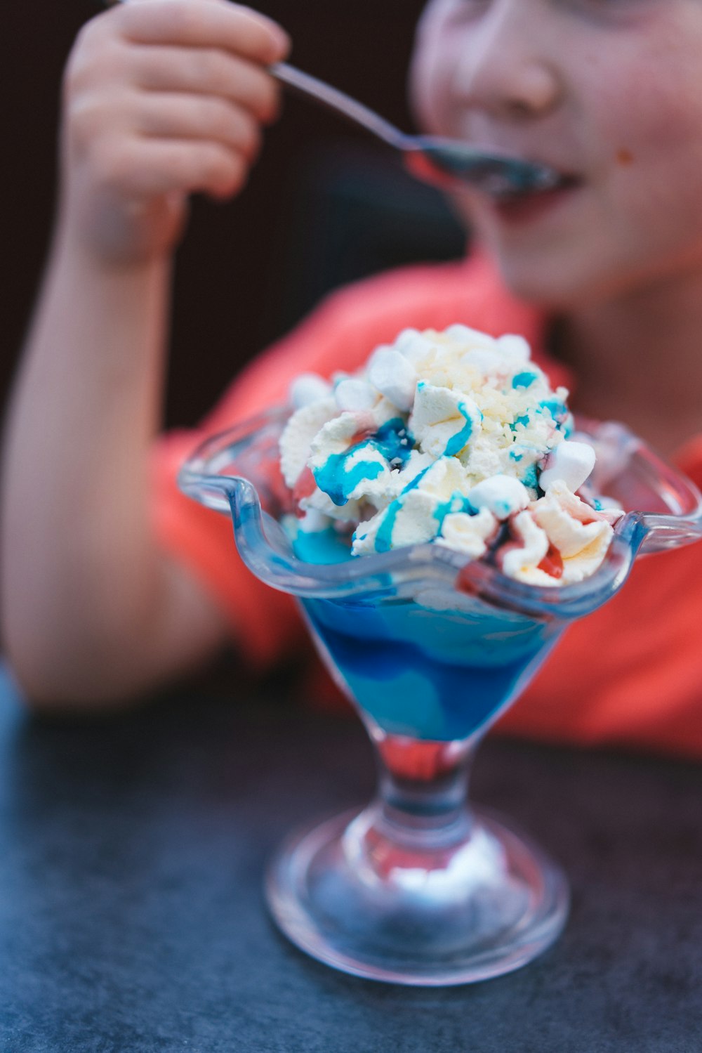 ice cream in clear glass cup