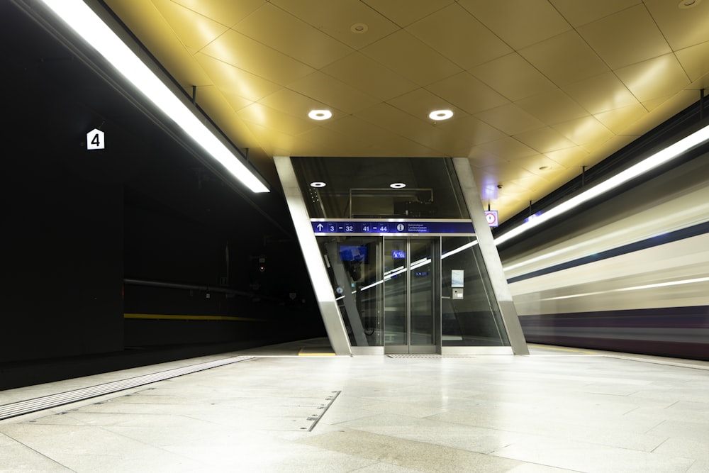 white and black building interior