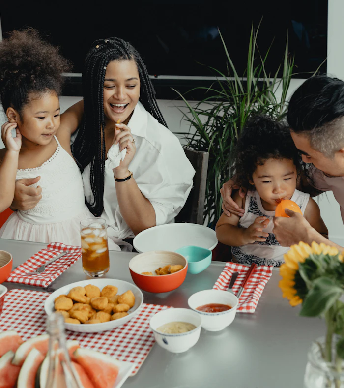 A family gathered for a meal