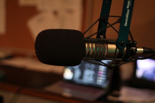 black microphone on black microphone stand
