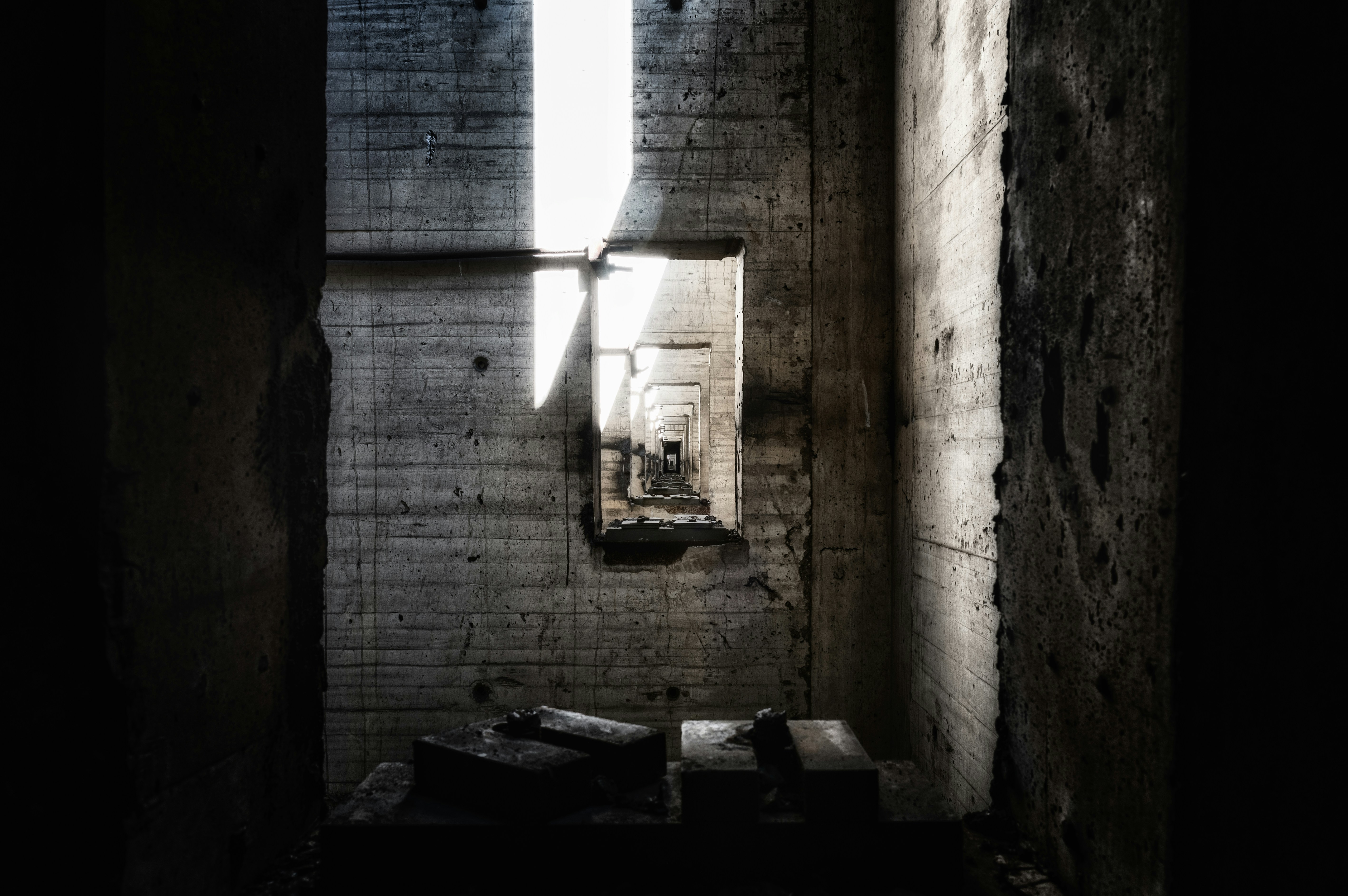 View through architectural shadows