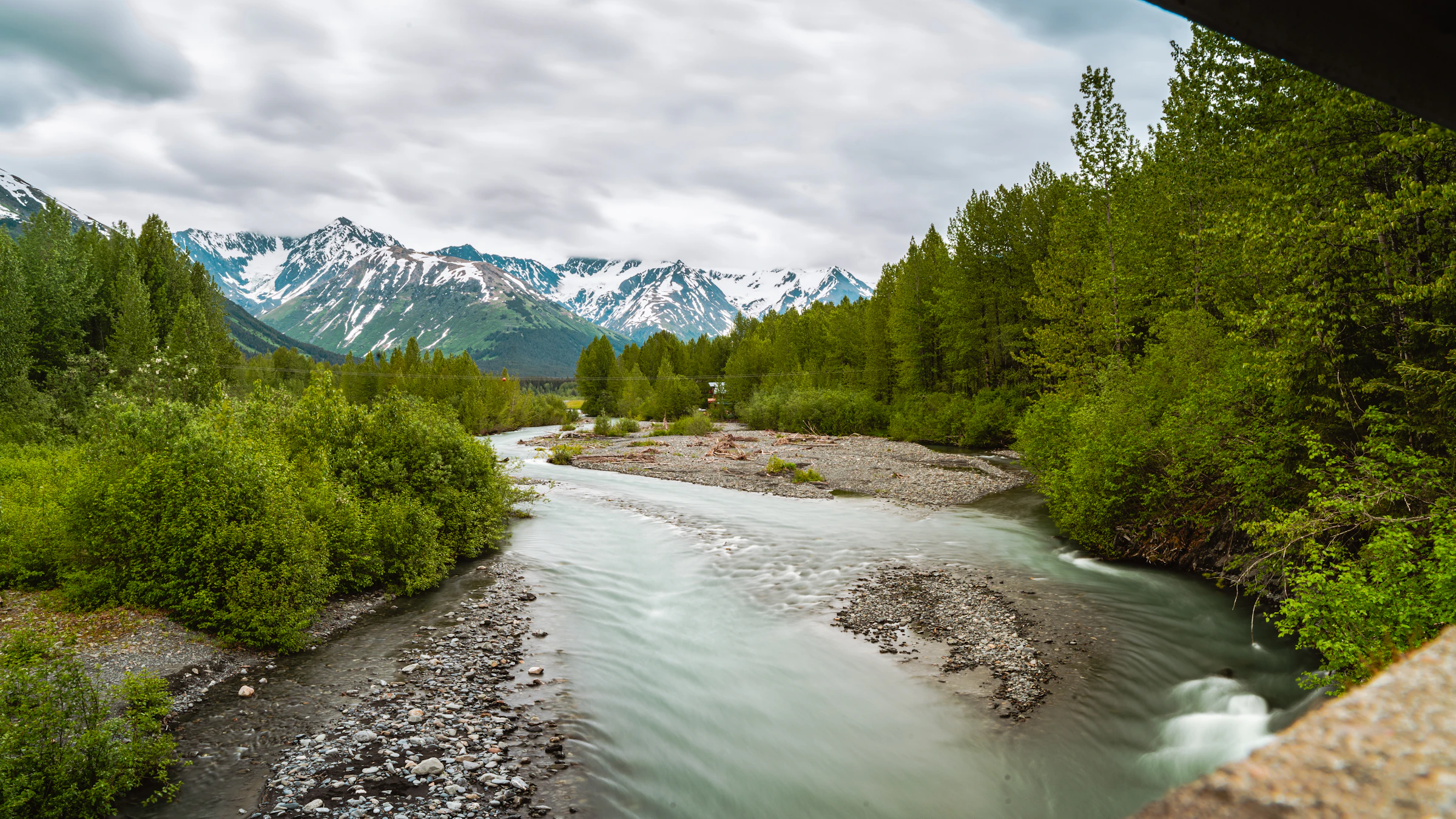 Glacial creek below the Chugach Mountains near Girdwood, Alaska