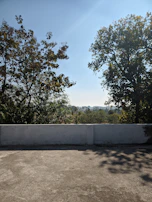 Stamped concrete patio featuring sharp geometric patterns with a backdrop of mountain views near Cherry Hills.