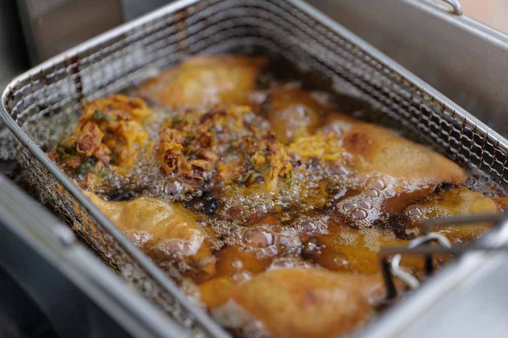 stainless steel tray with food