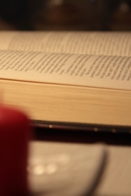 Soft-focus image of ancient scriptures illuminated by gentle lamp light.