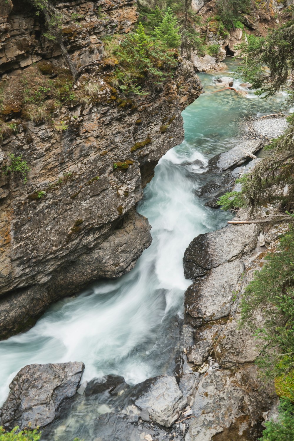 river between rocky mountain during daytime