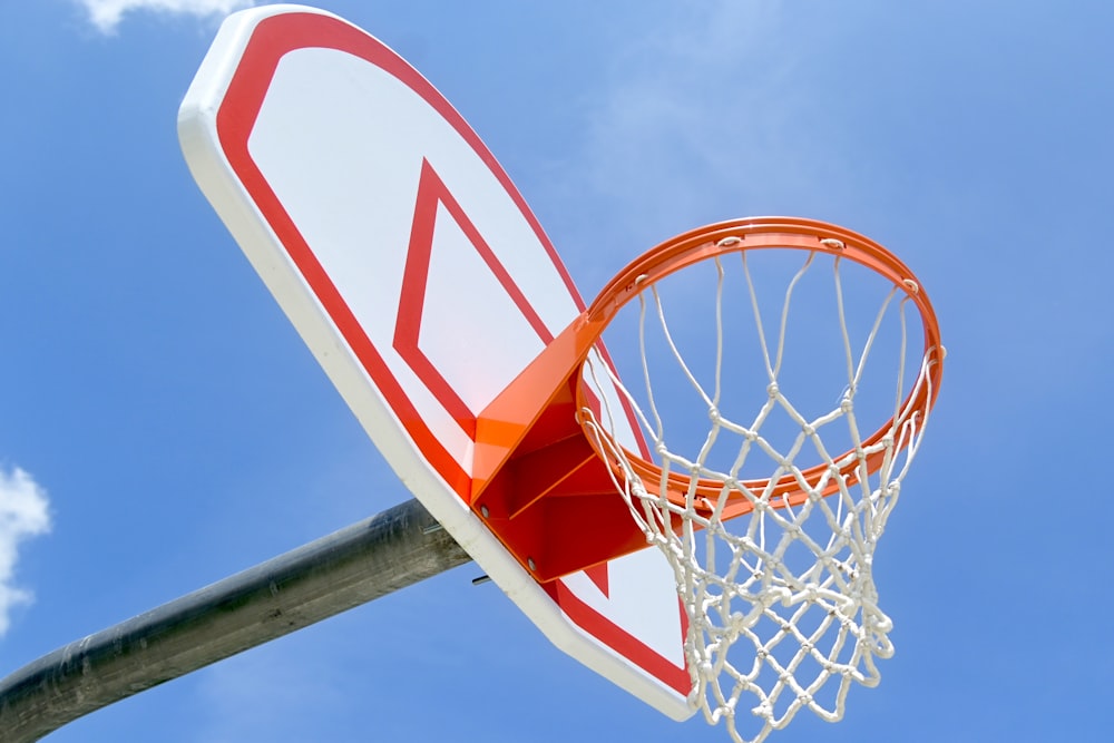 white red and blue basketball hoop