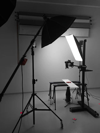 black and white table lamp on white table
