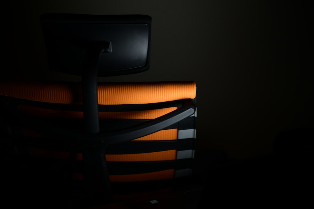 black and white chair with black background