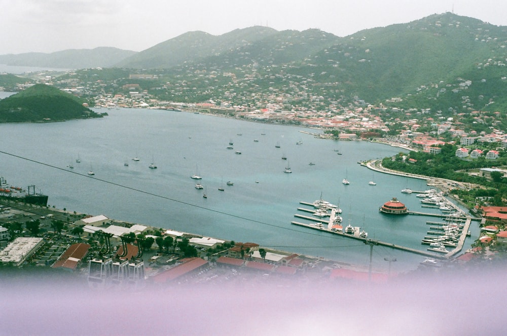 aerial view of boats on sea during daytime