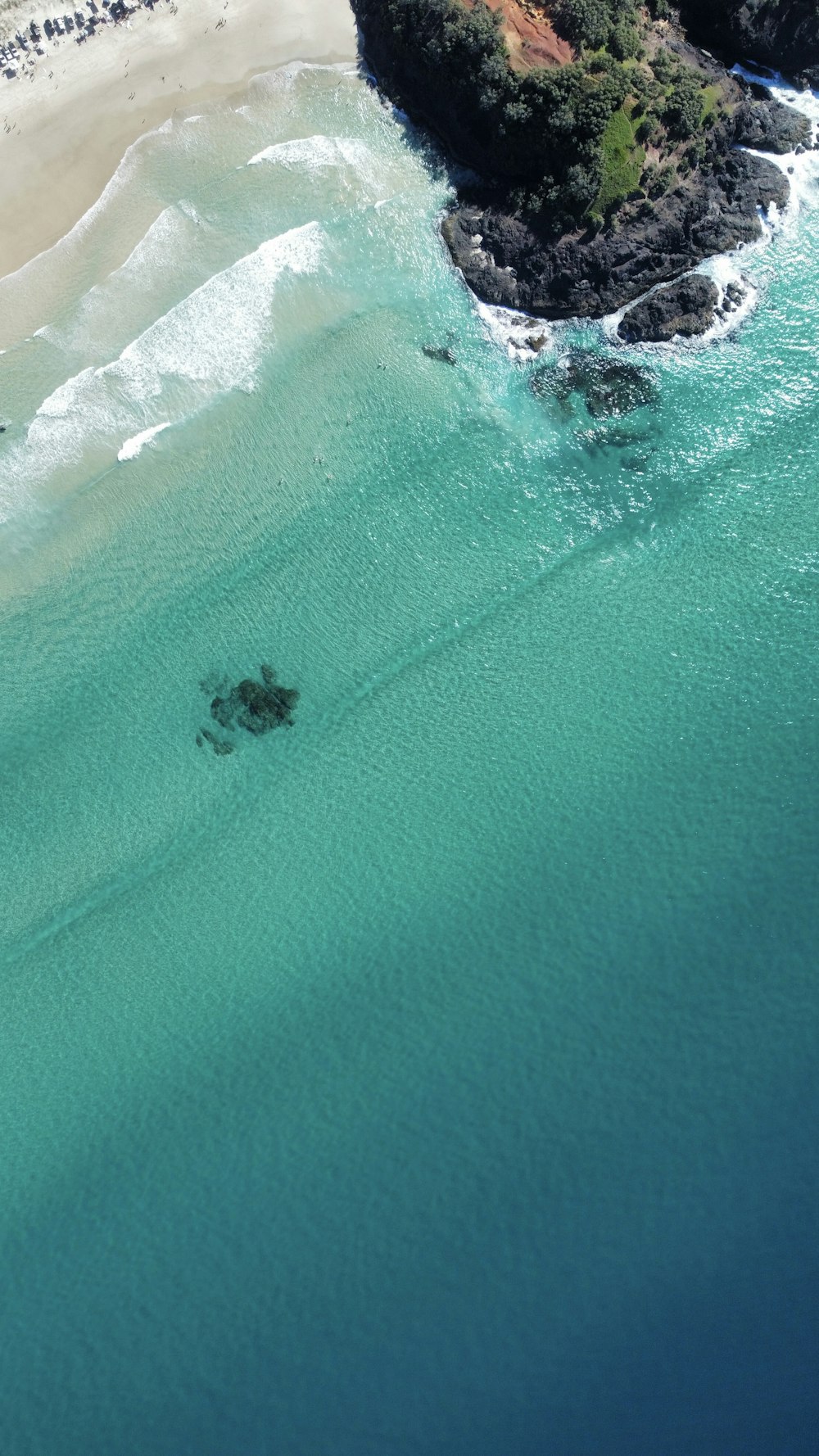 aerial view of ocean waves