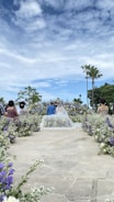 A stunning wedding ceremony with floral arrangements.