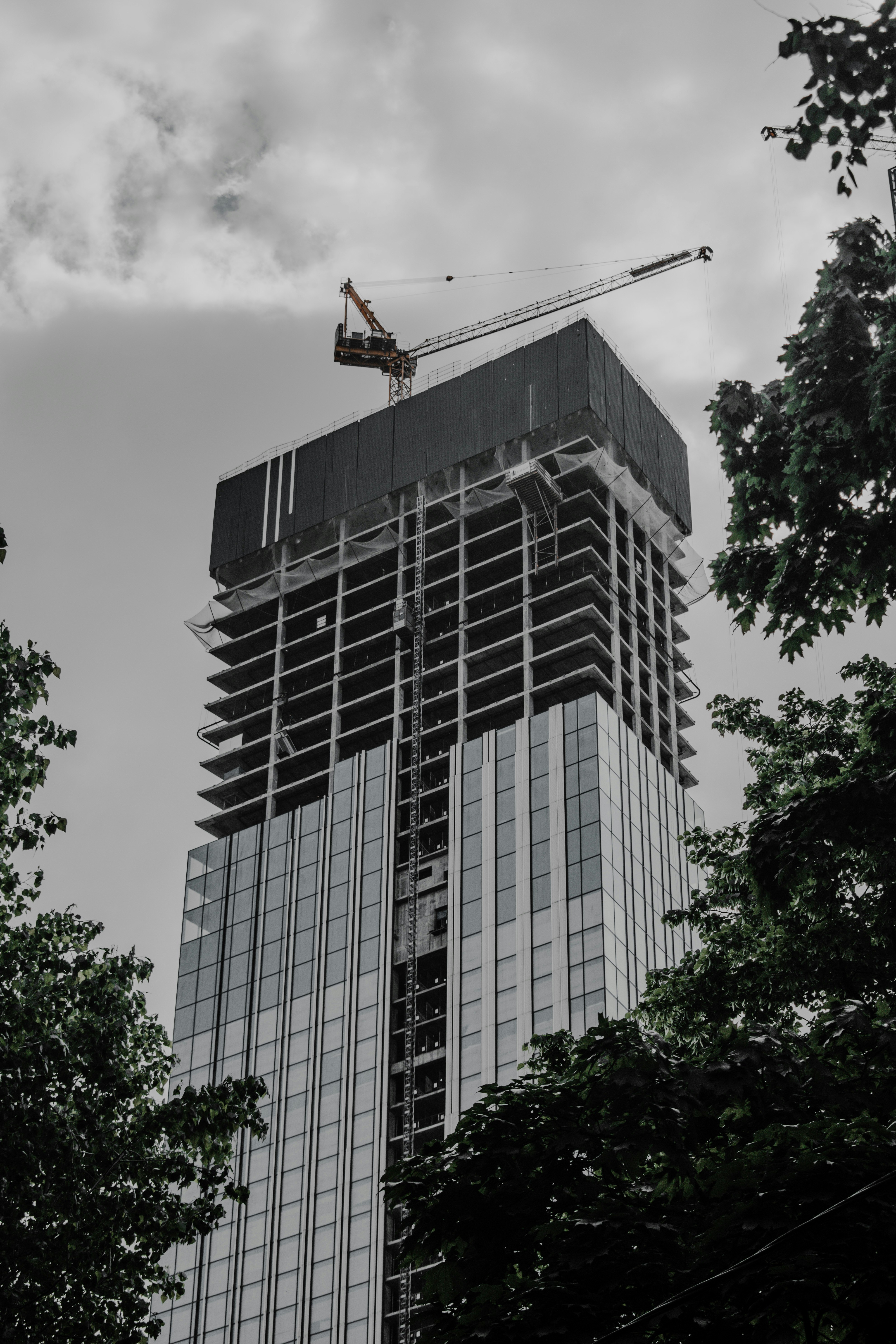 black and white concrete building