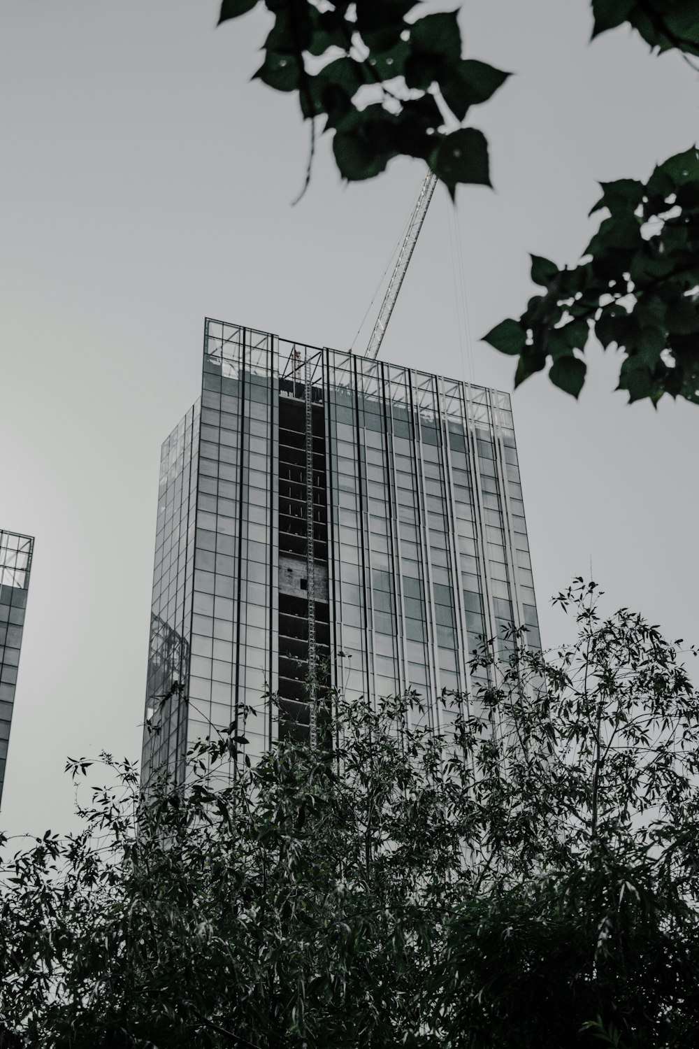 grayscale photo of high rise building