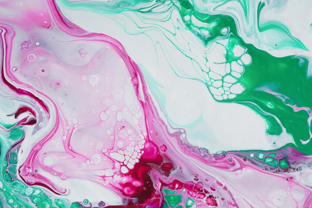 pink and green abstract painting