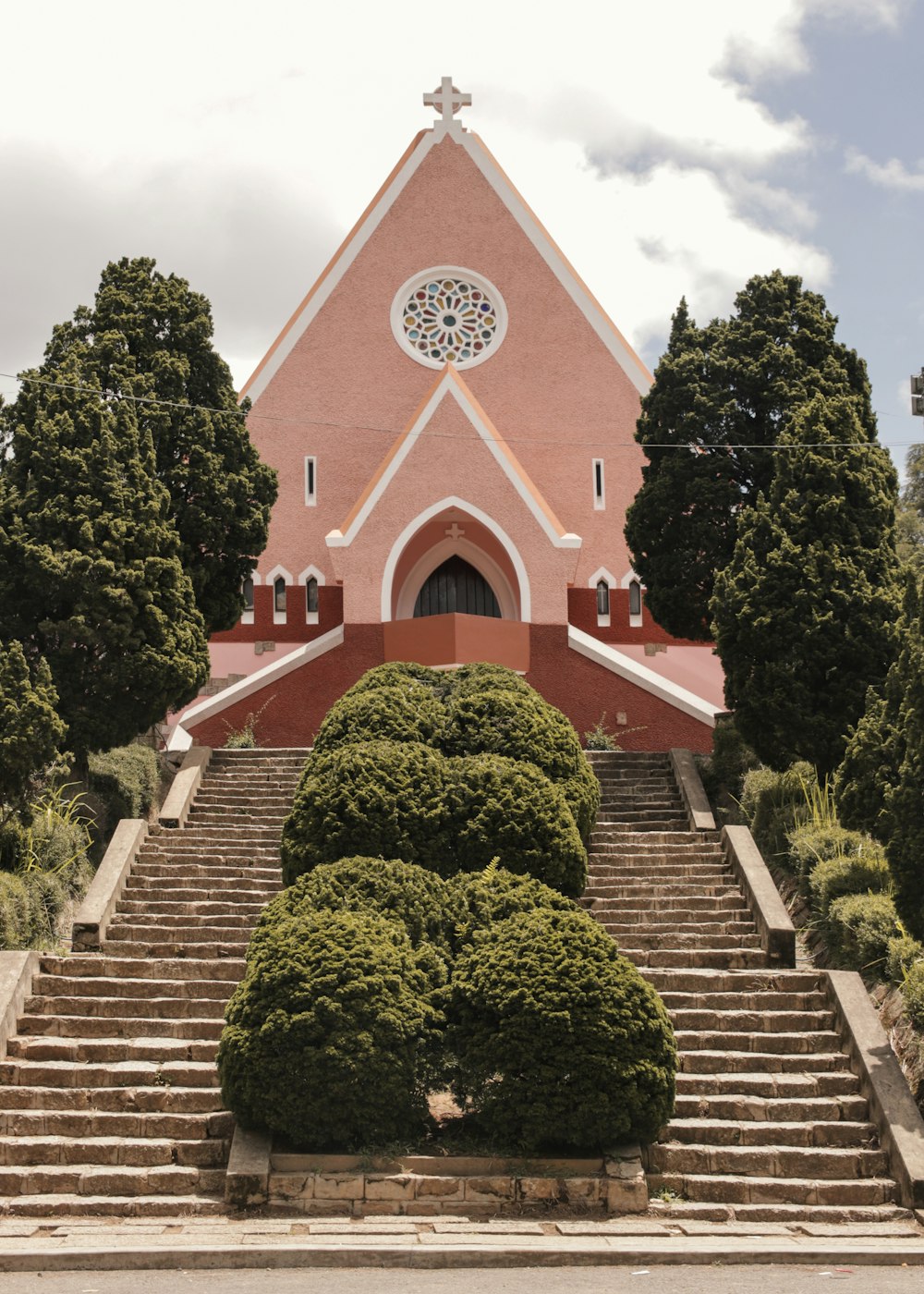 red and white concrete church