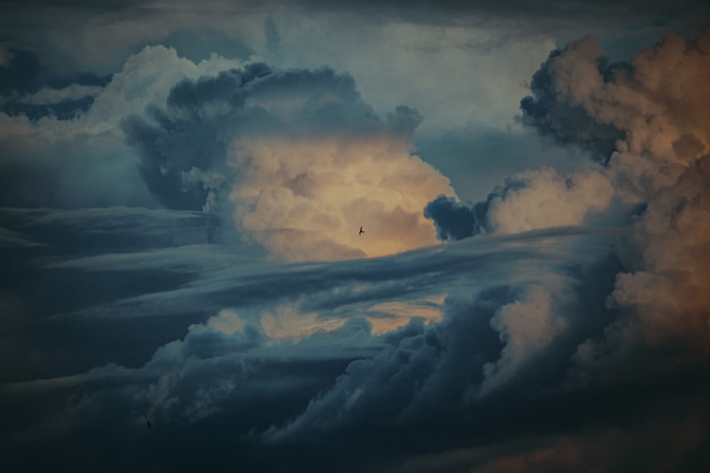 white clouds and blue sky