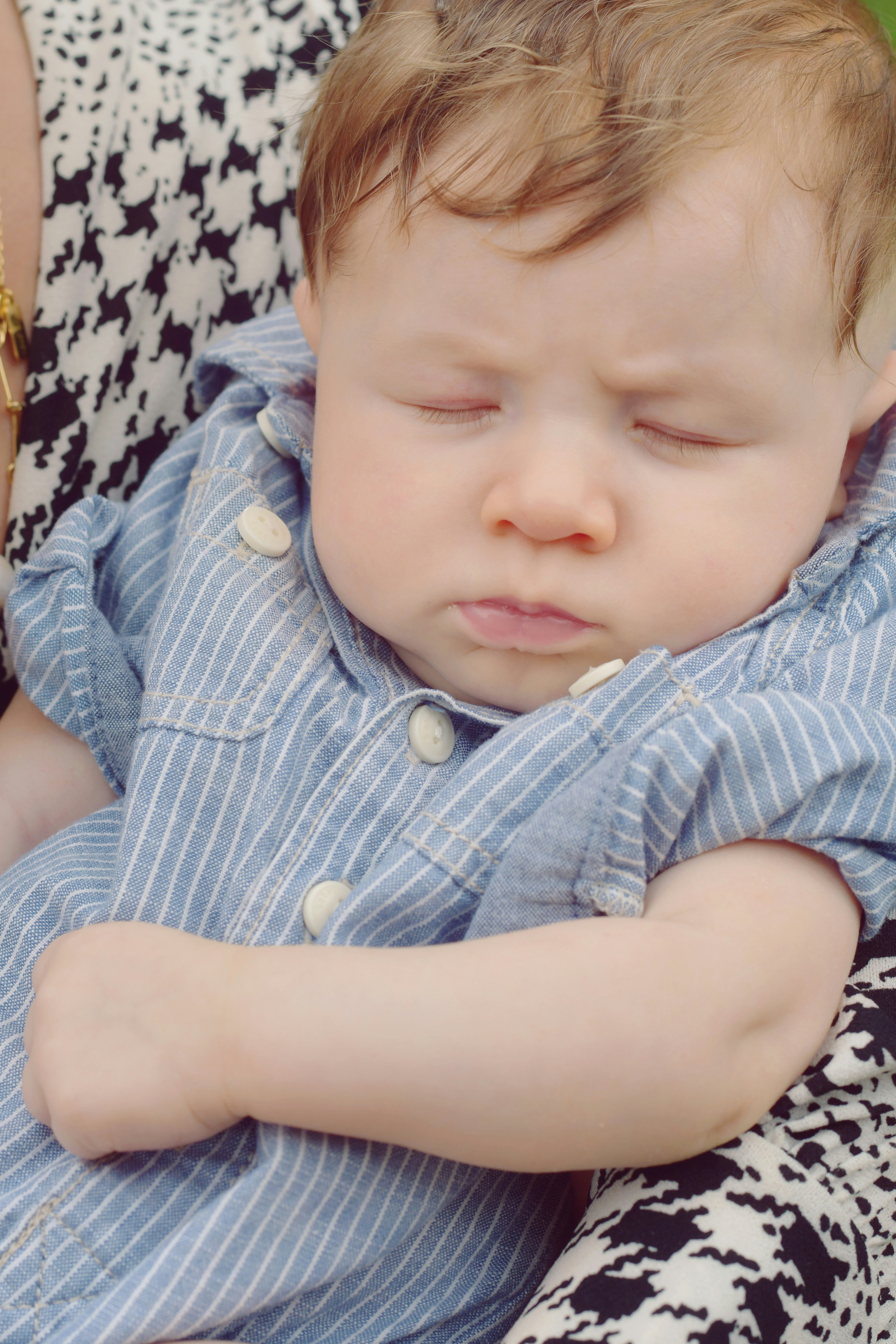 boy in blue and white plaid button up shirt