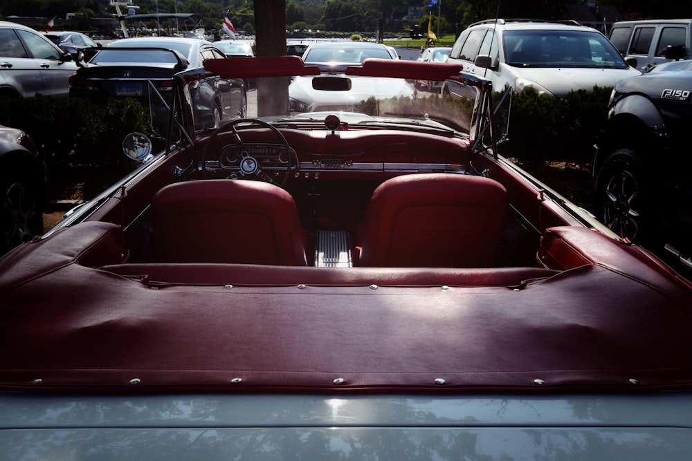 red and black vintage car