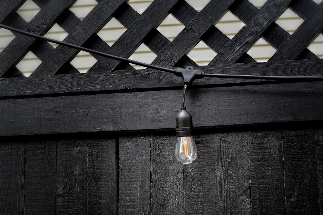 silver pendant lamp on black wooden wall