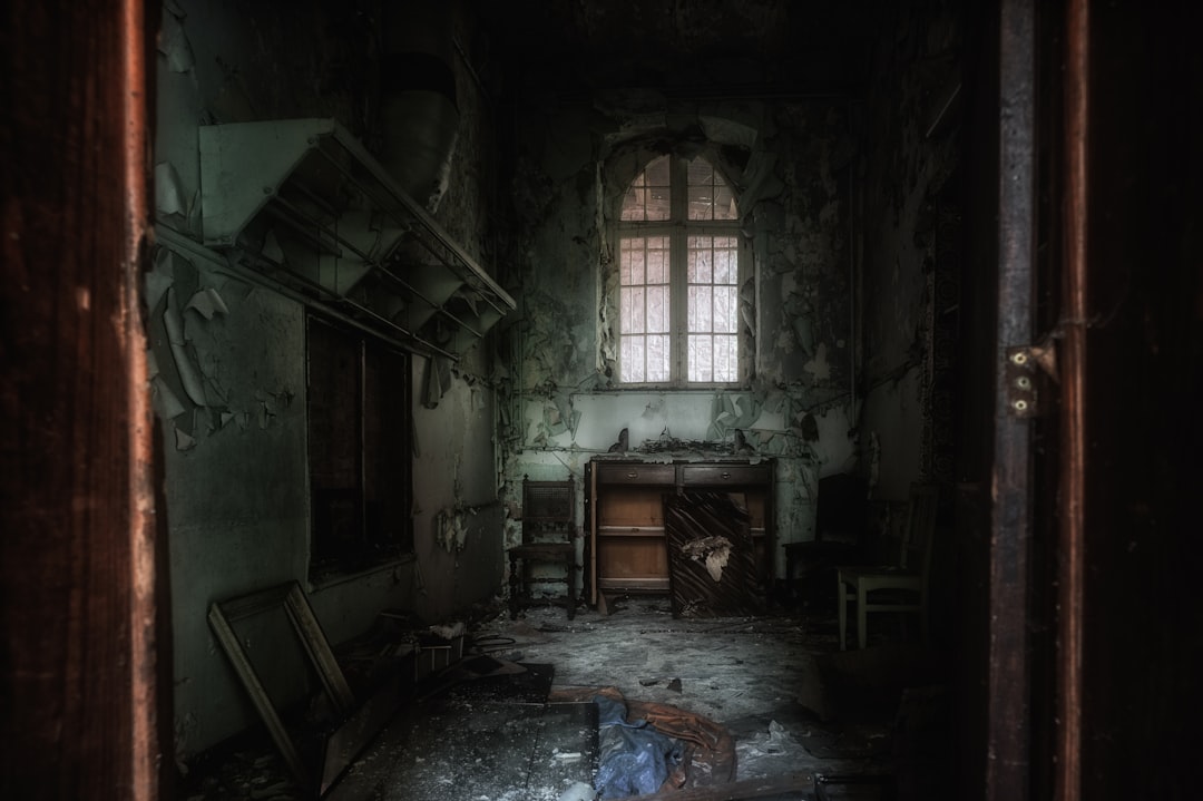 brown wooden door in a room