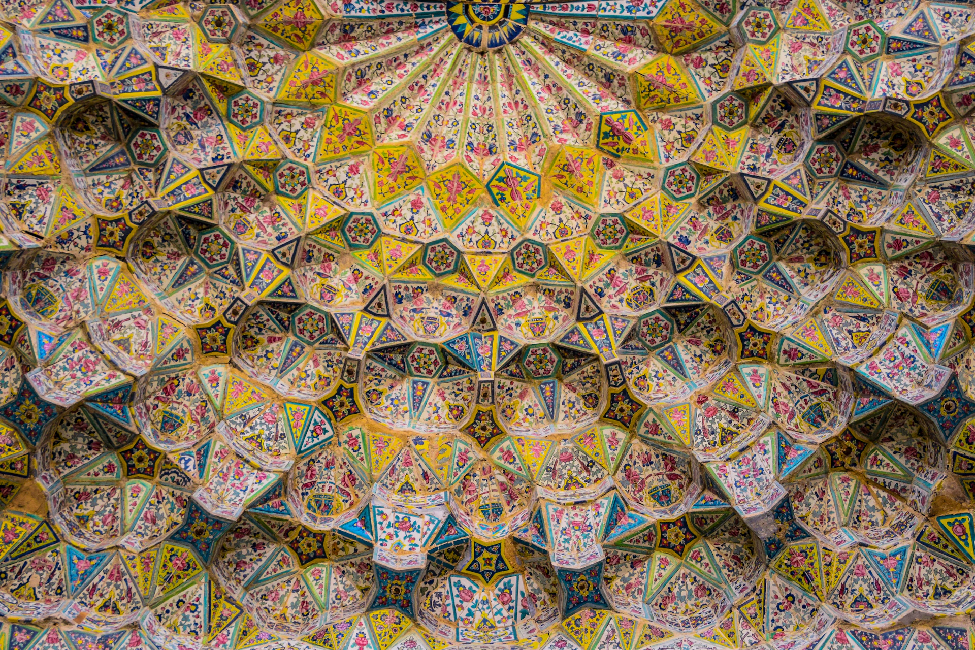 blue green and yellow floral artwork