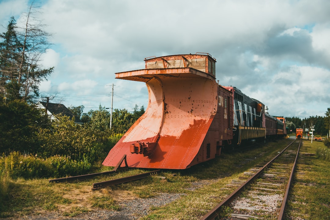 orange and black train on rail tracks during daytime