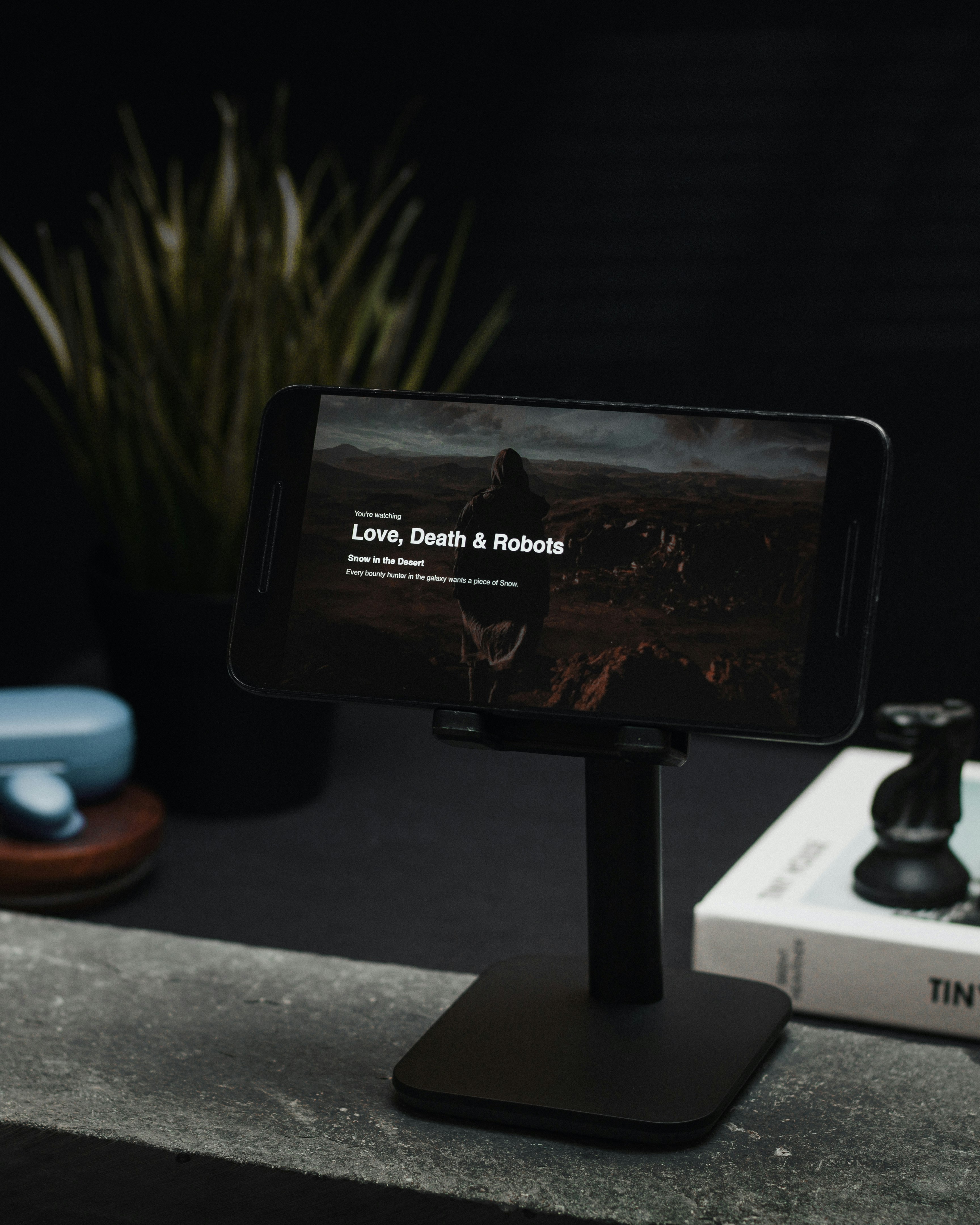 black android smartphone on white table