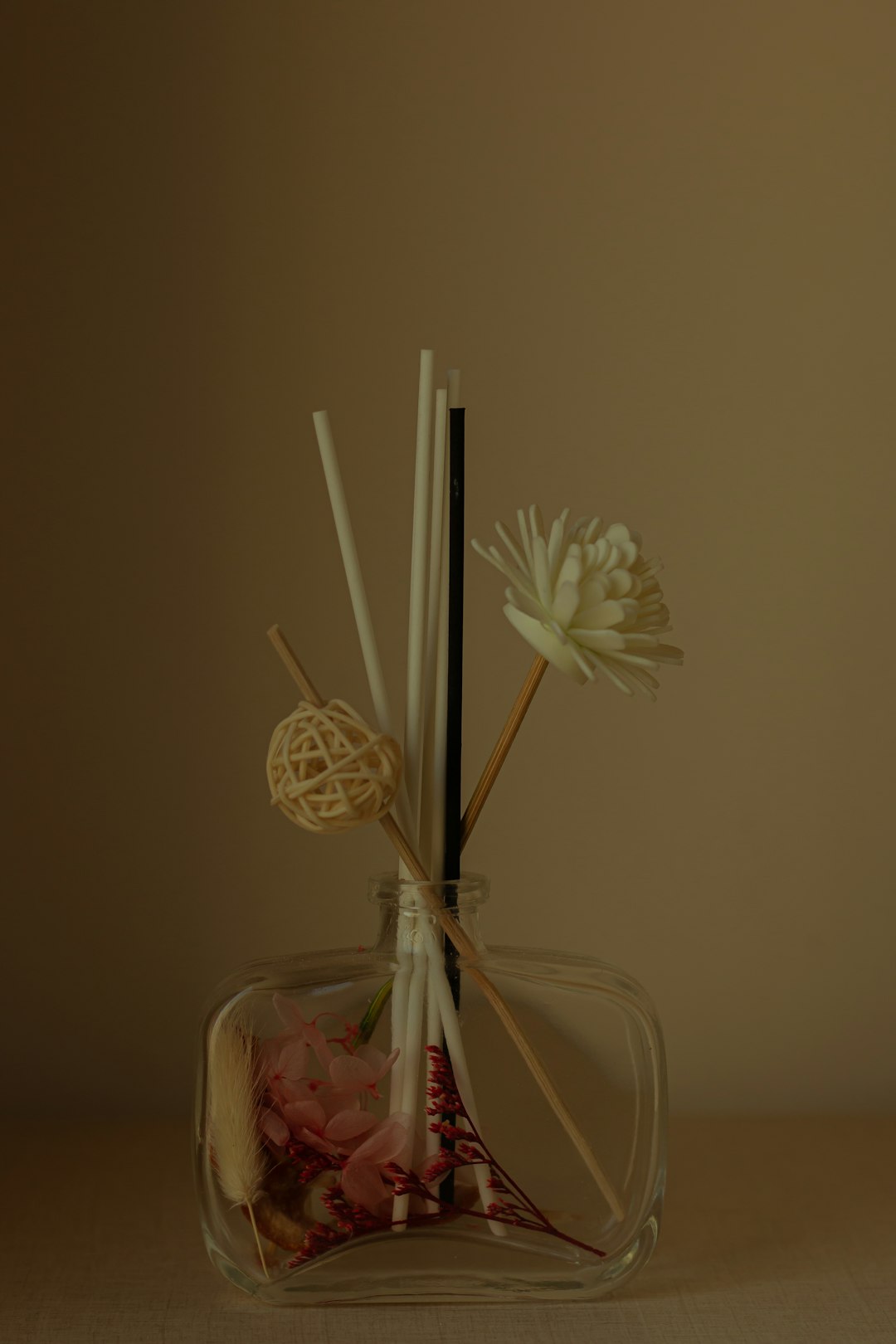 white flower in clear glass vase