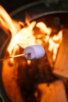 A group of quirky marshmallow survivors gathered around a campfire under starry skies.