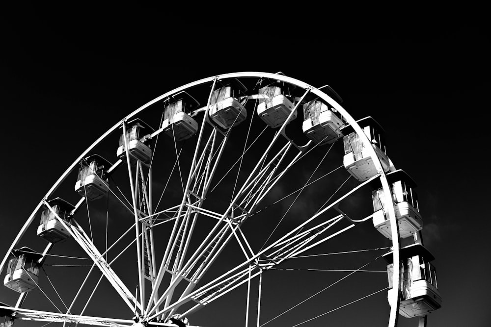 grayscale photo of ferris wheel