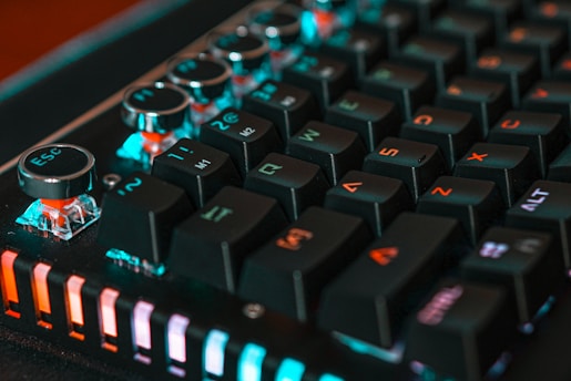 black and blue computer keyboard
