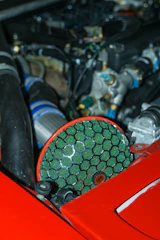 green and black car engine