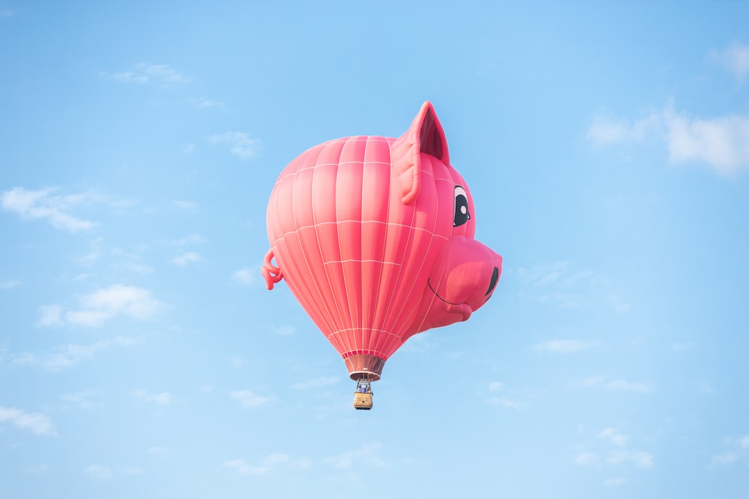 red hot air balloon in mid air during daytime