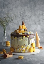 yellow and white floral cake