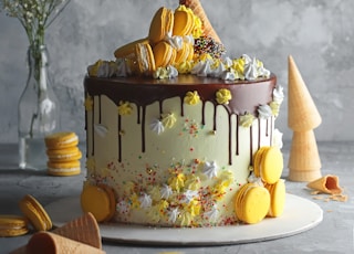 yellow and white floral cake