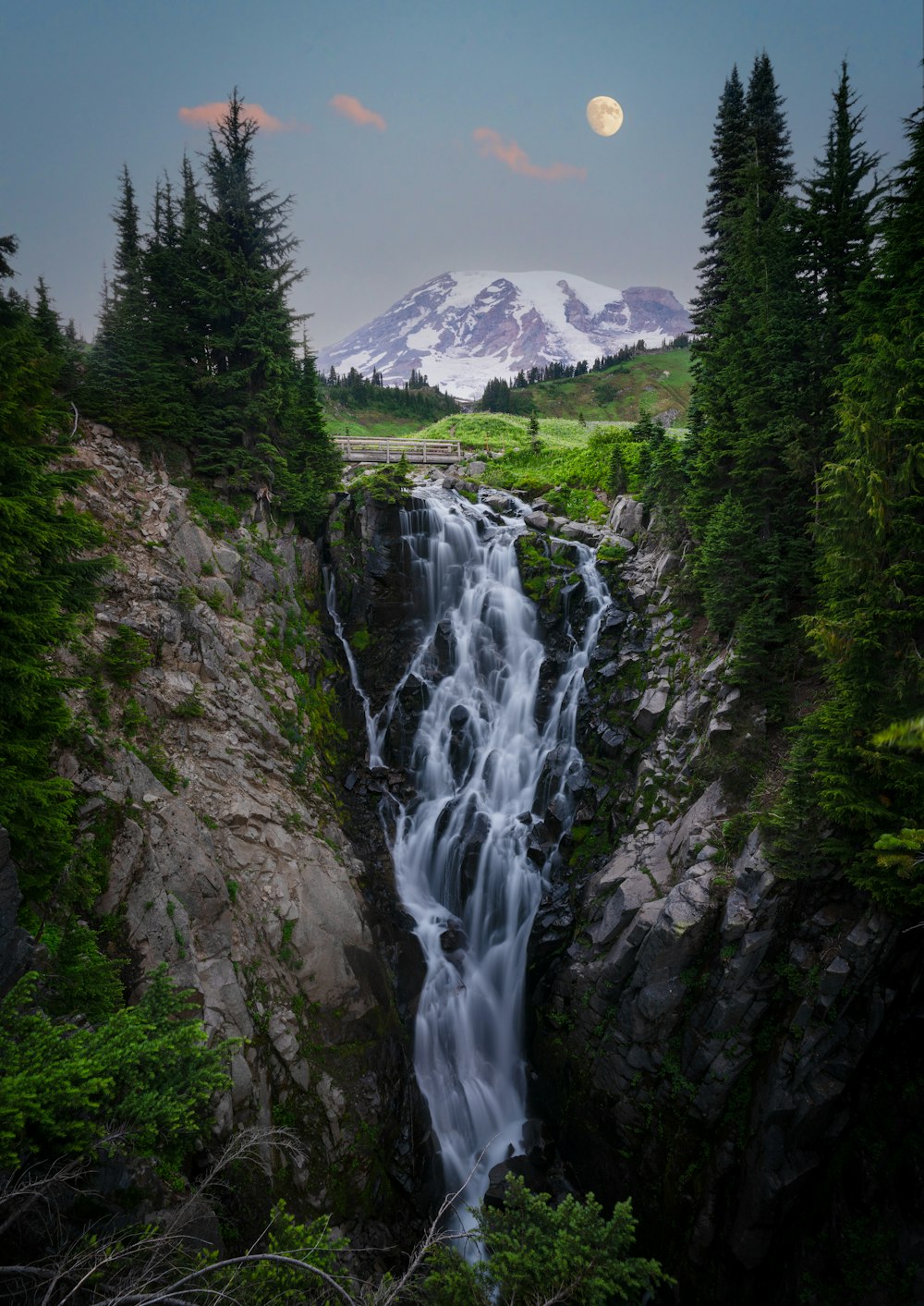 green trees near water falls during daytime