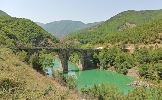 gray concrete bridge over river during daytime in Ulza Lake Albania