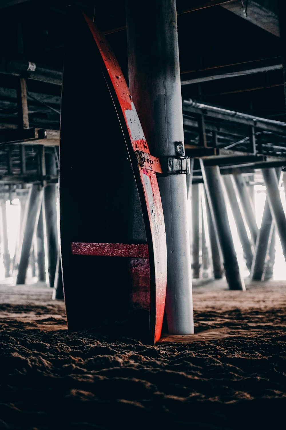 red and white metal post