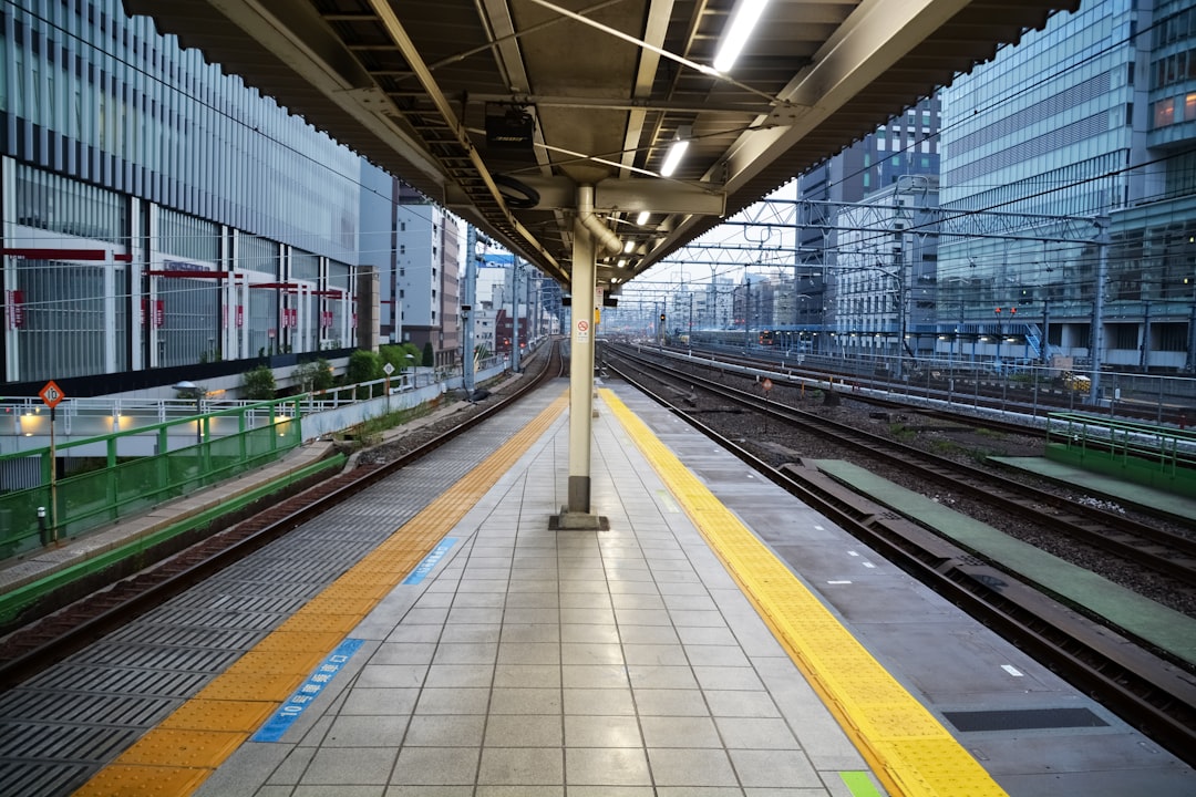 white and black train station