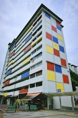 white red and blue concrete building
