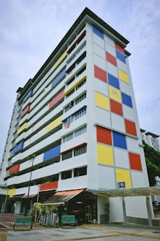 white red and blue concrete building