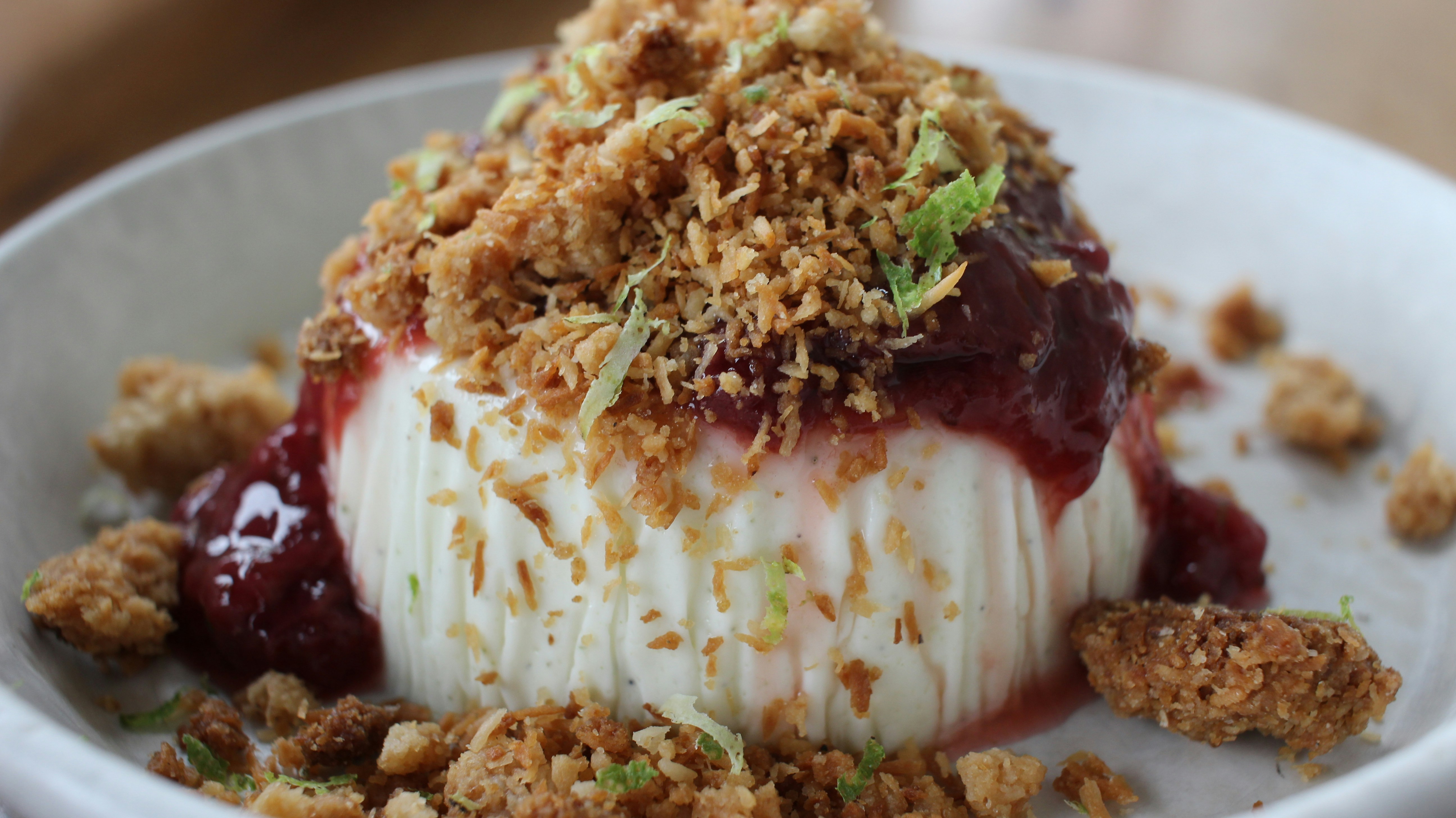 brown and white dish on white ceramic plate