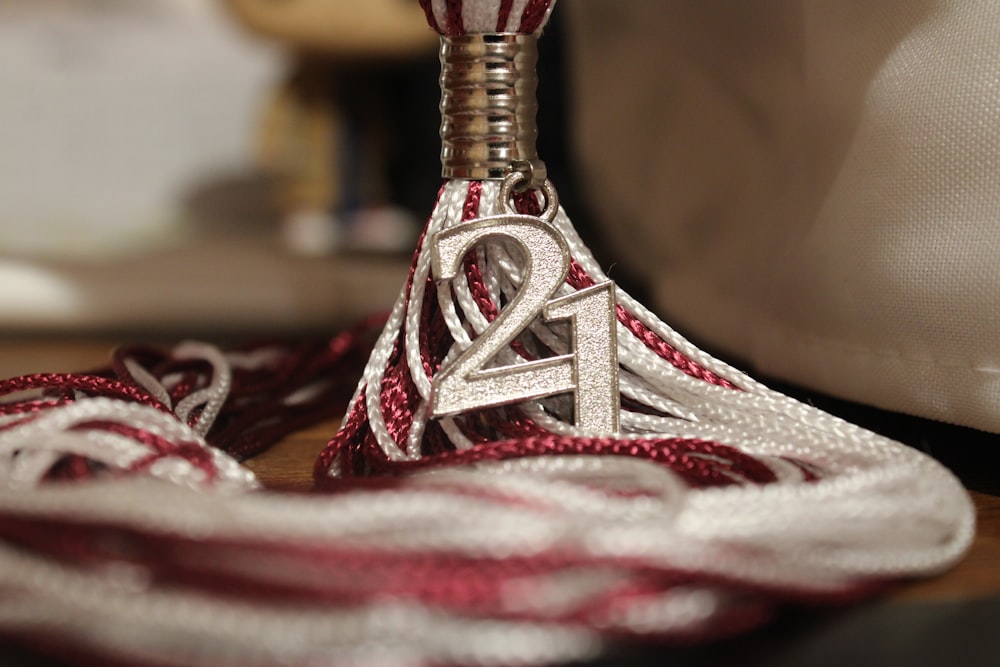 red and white textile on brown wooden table